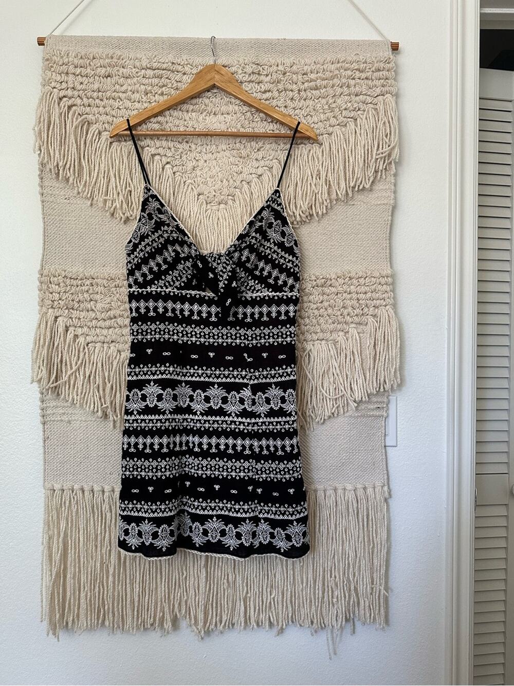 Alice + Olivia Roe Embroidered Tie-Front Mini Dress